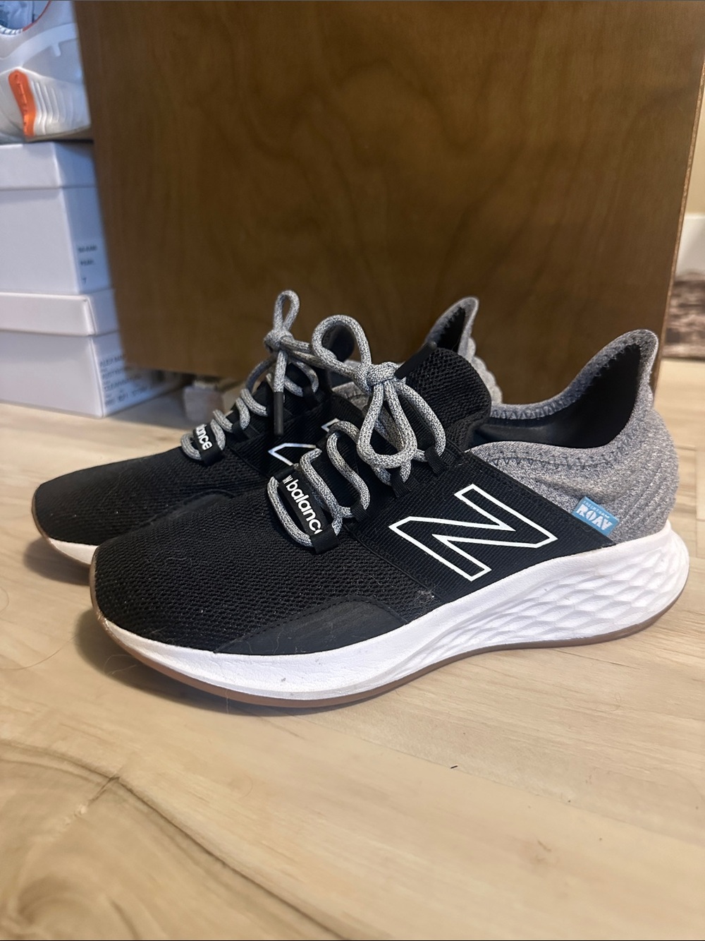 New Balance Women’s Black & Gray Knit Lace-Up Sneakers